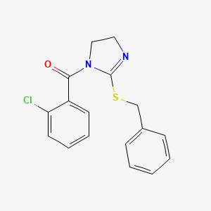 molecular formula C17H15ClN2OS B2708752 (2-Benzylsulfanyl-4,5-dihydroimidazol-1-yl)-(2-chlorophenyl)methanone CAS No. 851863-92-8