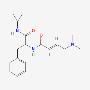 molecular formula C18H25N3O2 B2708755 (E)-N-[1-(Cyclopropylamino)-1-oxo-3-phenylpropan-2-yl]-4-(dimethylamino)but-2-enamide CAS No. 2411336-08-6