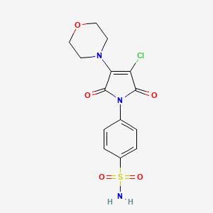 molecular formula C14H14ClN3O5S B2708762 4-(3-Chloro-4-morpholin-4-yl-2,5-dioxopyrrol-1-yl)benzenesulfonamide CAS No. 2117992-99-9