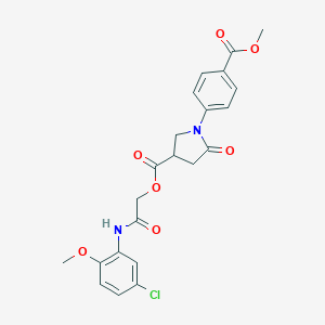 molecular formula C22H21ClN2O7 B270878 2-(5-Chloro-2-methoxyanilino)-2-oxoethyl 1-[4-(methoxycarbonyl)phenyl]-5-oxo-3-pyrrolidinecarboxylate 