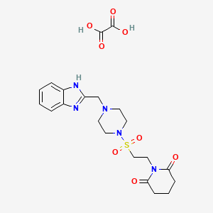 molecular formula C21H27N5O8S B2708786 1-(2-((4-((1H-benzo[d]imidazol-2-yl)methyl)piperazin-1-yl)sulfonyl)ethyl)piperidine-2,6-dione oxalate CAS No. 1351617-59-8