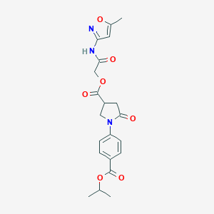 molecular formula C21H23N3O7 B270879 2-[(5-Methyl-3-isoxazolyl)amino]-2-oxoethyl 1-[4-(isopropoxycarbonyl)phenyl]-5-oxo-3-pyrrolidinecarboxylate 