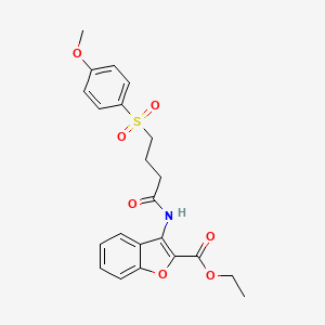 molecular formula C22H23NO7S B2708794 Ethyl 3-(4-((4-methoxyphenyl)sulfonyl)butanamido)benzofuran-2-carboxylate CAS No. 922962-60-5