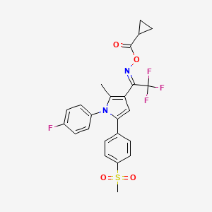 molecular formula C24H20F4N2O4S B2708800 N-[(环丙基甲酰)氧基]-N-((Z)-2,2,2-三氟-1-{1-(4-氟苯基)-2-甲基-5-[4-(甲磺基)苯基]-1H-吡咯-3-基}乙烯基亚甲基)胺 CAS No. 860788-03-0