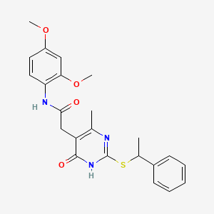 N-(2,4-dimethoxyphenyl)-2-(4-methyl-6-oxo-2-((1-phenylethyl)thio)-1,6-dihydropyrimidin-5-yl)acetamide
