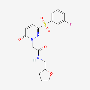 molecular formula C17H18FN3O5S B2708809 2-[3-[(3-氟苯基)磺酰]-6-氧代嘌啶-1(6H)-基]-N-(四氢呋喃-2-基甲基)乙酰胺 CAS No. 1251607-29-0