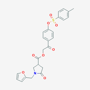 molecular formula C25H23NO8S B270881 2-(4-{[(4-Methylphenyl)sulfonyl]oxy}phenyl)-2-oxoethyl 1-(2-furylmethyl)-5-oxo-3-pyrrolidinecarboxylate 