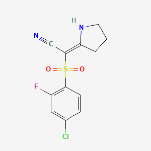 B2708816 (2E)-[(4-chloro-2-fluorophenyl)sulfonyl](pyrrolidin-2-ylidene)acetonitrile CAS No. 1454881-57-2