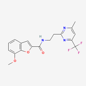 molecular formula C18H16F3N3O3 B2708817 7-methoxy-N-(2-(4-methyl-6-(trifluoromethyl)pyrimidin-2-yl)ethyl)benzofuran-2-carboxamide CAS No. 1421533-05-2