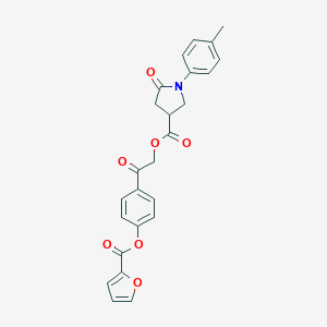molecular formula C25H21NO7 B270882 2-[4-(2-Furoyloxy)phenyl]-2-oxoethyl 1-(4-methylphenyl)-5-oxo-3-pyrrolidinecarboxylate 