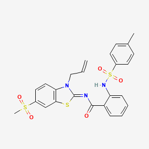 molecular formula C25H23N3O5S3 B2708824 2-[(4-methylphenyl)sulfonylamino]-N-(6-methylsulfonyl-3-prop-2-enyl-1,3-benzothiazol-2-ylidene)benzamide CAS No. 865175-71-9