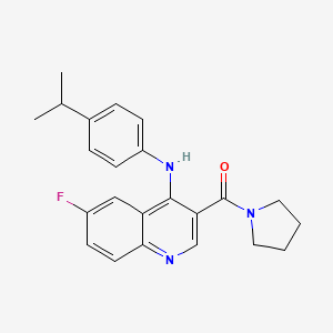 molecular formula C23H24FN3O B2708831 (6-Fluoro-4-((4-isopropylphenyl)amino)quinolin-3-yl)(pyrrolidin-1-yl)methanone CAS No. 1358406-77-5