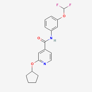 molecular formula C18H18F2N2O3 B2708832 2-(cyclopentyloxy)-N-(3-(difluoromethoxy)phenyl)isonicotinamide CAS No. 2034272-45-0