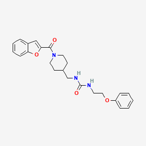 molecular formula C24H27N3O4 B2708837 1-((1-(苯并呋喃-2-甲酰)哌啶-4-基)甲基)-3-(2-苯氧基乙基)脲 CAS No. 1396683-33-2