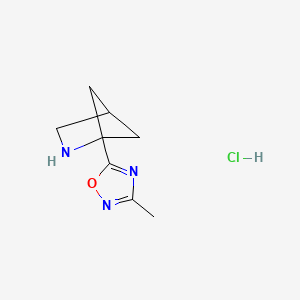 B2708838 1-(3-Methyl-1,2,4-oxadiazol-5-yl)-2-azabicyclo[2.1.1]hexane hydrochloride CAS No. 2044713-65-5