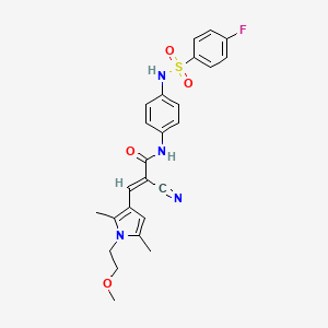 (E)-2-cyano-N-[4-[(4-fluorophenyl)sulfonylamino]phenyl]-3-[1-(2-methoxyethyl)-2,5-dimethylpyrrol-3-yl]prop-2-enamide