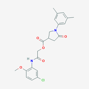 molecular formula C22H23ClN2O5 B270884 2-(5-Chloro-2-methoxyanilino)-2-oxoethyl 1-(3,5-dimethylphenyl)-5-oxo-3-pyrrolidinecarboxylate 