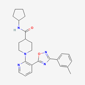 molecular formula C25H29N5O2 B2708853 1-Methyl-4-{4-[(4-methylpiperazin-1-yl)carbonyl]benzyl}-1,4-dihydroquinoxaline-2,3-dione CAS No. 1358255-08-9