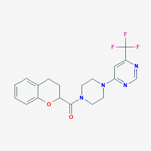 molecular formula C19H19F3N4O2 B2708856 4-[4-(3,4-二氢-2H-1-苯并吡喃-2-甲酰)哌嗪-1-基]-6-(三氟甲基)嘧啶 CAS No. 2097857-16-2