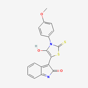 (3Z)-3-[3-(4-methoxyphenyl)-4-oxo-2-thioxo-1,3-thiazolidin-5-ylidene]-1,3-dihydro-2H-indol-2-one