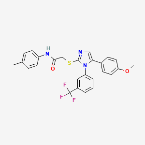 molecular formula C26H22F3N3O2S B2708864 2-((5-(4-methoxyphenyl)-1-(3-(trifluoromethyl)phenyl)-1H-imidazol-2-yl)thio)-N-(p-tolyl)acetamide CAS No. 1226440-63-6