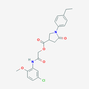 molecular formula C22H23ClN2O5 B270887 2-(5-Chloro-2-methoxyanilino)-2-oxoethyl 1-(4-ethylphenyl)-5-oxo-3-pyrrolidinecarboxylate 