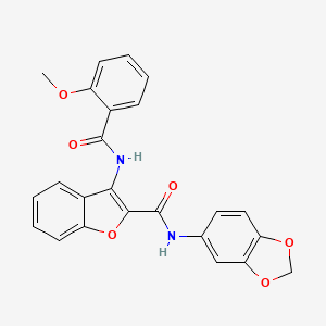 molecular formula C24H18N2O6 B2708873 N-(benzo[d][1,3]dioxol-5-yl)-3-(2-methoxybenzamido)benzofuran-2-carboxamide CAS No. 888459-13-0