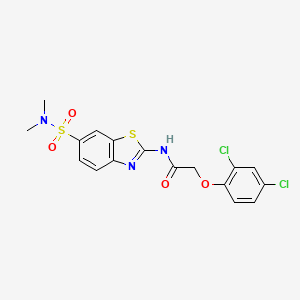 molecular formula C17H15Cl2N3O4S2 B2708878 2-(2,4-dichlorophenoxy)-N-[6-(dimethylsulfamoyl)-1,3-benzothiazol-2-yl]acetamide CAS No. 923122-04-7
