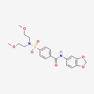 molecular formula C20H24N2O7S B2708883 N-(1,3-benzodioxol-5-yl)-4-[bis(2-methoxyethyl)sulfamoyl]benzamide CAS No. 475044-35-0