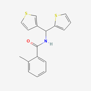 molecular formula C17H15NOS2 B2708887 2-methyl-N-(thiophen-2-yl(thiophen-3-yl)methyl)benzamide CAS No. 2034513-88-5