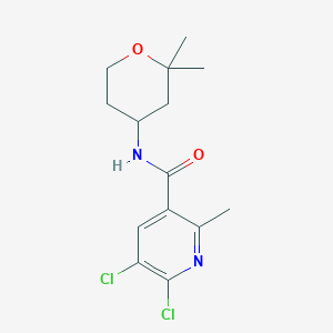 molecular formula C14H18Cl2N2O2 B2708892 5,6-dichloro-N-(2,2-dimethyloxan-4-yl)-2-methylpyridine-3-carboxamide CAS No. 2094412-28-7