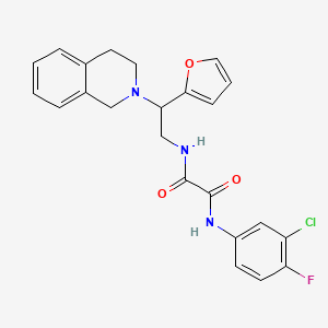 molecular formula C23H21ClFN3O3 B2708897 N1-(3-chloro-4-fluorophenyl)-N2-(2-(3,4-dihydroisoquinolin-2(1H)-yl)-2-(furan-2-yl)ethyl)oxalamide CAS No. 898416-93-8