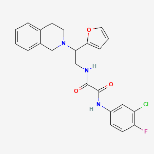 molecular formula C23H21ClFN3O3 B2708897 N'-(3-chloro-4-fluorophenyl)-N-[2-(furan-2-yl)-2-(1,2,3,4-tetrahydroisoquinolin-2-yl)ethyl]ethanediamide CAS No. 898416-93-8