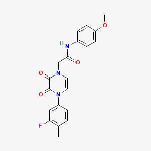 molecular formula C20H18FN3O4 B2708915 2-[4-(3-fluoro-4-methylphenyl)-2,3-dioxopyrazin-1-yl]-N-(4-methoxyphenyl)acetamide CAS No. 898429-07-7