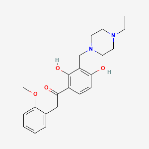 molecular formula C22H28N2O4 B2708925 1-(3-((4-Ethylpiperazin-1-yl)methyl)-2,4-dihydroxyphenyl)-2-(2-methoxyphenyl)ethanone CAS No. 1021218-56-3