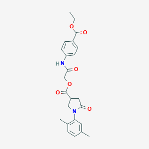 molecular formula C24H26N2O6 B270893 2-[4-(Ethoxycarbonyl)anilino]-2-oxoethyl 1-(2,5-dimethylphenyl)-5-oxo-3-pyrrolidinecarboxylate 