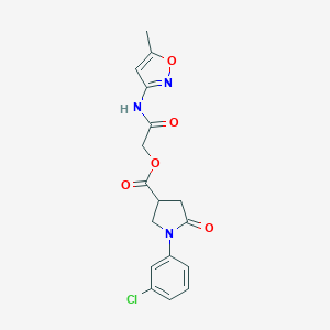 molecular formula C17H16ClN3O5 B270895 1-(3-Chloro-phenyl)-5-oxo-pyrrolidine-3-carboxylic acid (5-methyl-isoxazol-3-ylcarbamoyl)-methyl ester 