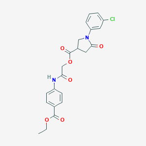molecular formula C22H21ClN2O6 B270896 2-[4-(Ethoxycarbonyl)anilino]-2-oxoethyl 1-(3-chlorophenyl)-5-oxo-3-pyrrolidinecarboxylate 