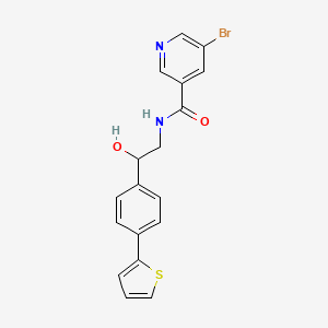 molecular formula C18H15BrN2O2S B2708967 5-Bromo-N-[2-hydroxy-2-(4-thiophen-2-ylphenyl)ethyl]pyridine-3-carboxamide CAS No. 2380191-13-7