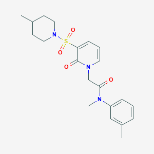 molecular formula C21H27N3O4S B2708968 N-甲基-N-(3-甲基苯基)-2-(3-[(4-甲基哌啶-1-基)磺酰基]-2-氧代吡啶-1(2H)-基)乙酰胺 CAS No. 1251680-01-9