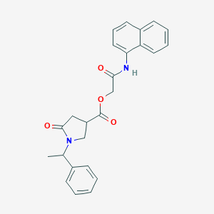 molecular formula C25H24N2O4 B270898 2-(1-Naphthylamino)-2-oxoethyl 5-oxo-1-(1-phenylethyl)-3-pyrrolidinecarboxylate 