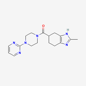 molecular formula C17H22N6O B2708985 2-methyl-5-[4-(pyrimidin-2-yl)piperazine-1-carbonyl]-4,5,6,7-tetrahydro-1H-1,3-benzodiazole CAS No. 2034485-62-4