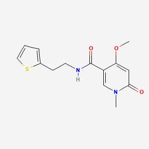 molecular formula C14H16N2O3S B2708993 4-methoxy-1-methyl-6-oxo-N-(2-(thiophen-2-yl)ethyl)-1,6-dihydropyridine-3-carboxamide CAS No. 2034277-54-6