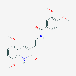 molecular formula C22H24N2O6 B2708995 N-[2-(5,8-dimethoxy-2-oxo-1H-quinolin-3-yl)ethyl]-3,4-dimethoxybenzamide CAS No. 851403-99-1
