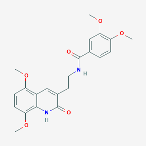 molecular formula C22H24N2O6 B2708995 N-[2-(5,8-dimethoxy-2-oxo-1,2-dihydroquinolin-3-yl)ethyl]-3,4-dimethoxybenzamide CAS No. 851403-99-1