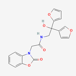 molecular formula C19H16N2O6 B2708997 N-(2-(furan-2-yl)-2-(furan-3-yl)-2-hydroxyethyl)-2-(2-oxobenzo[d]oxazol-3(2H)-yl)acetamide CAS No. 2034258-32-5