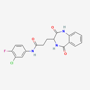 molecular formula C18H15ClFN3O3 B2708998 N-(3-chloro-4-fluorophenyl)-3-(2-hydroxy-5-oxo-4,5-dihydro-3H-1,4-benzodiazepin-3-yl)propanamide CAS No. 1190755-42-0