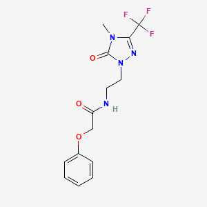 molecular formula C14H15F3N4O3 B2709000 N-(2-(4-甲基-5-氧代-3-(三氟甲基)-4,5-二氢-1H-1,2,4-三唑-1-基)乙基)-2-苯氧基乙酰胺 CAS No. 1421443-95-9