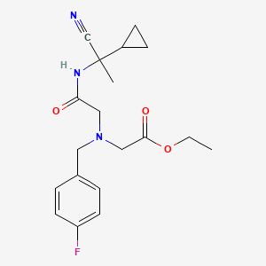 molecular formula C19H24FN3O3 B2709014 Ethyl 2-({[(1-cyano-1-cyclopropylethyl)carbamoyl]methyl}[(4-fluorophenyl)methyl]amino)acetate CAS No. 1240926-10-6
