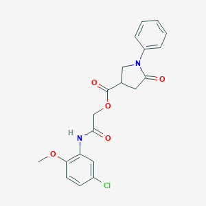 molecular formula C20H19ClN2O5 B270902 2-(5-Chloro-2-methoxyanilino)-2-oxoethyl 5-oxo-1-phenyl-3-pyrrolidinecarboxylate 
